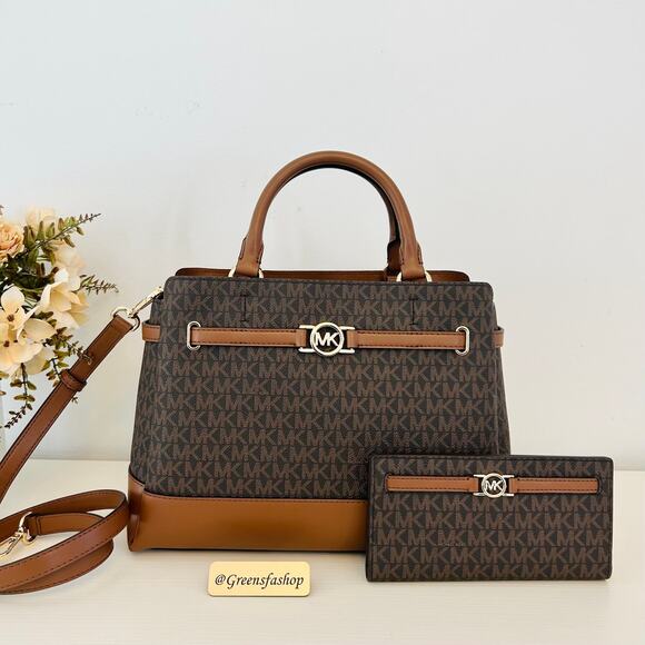 Michael Kors Handbags - Michael Kors Purse & Wallet Reed Large Logo Belted Satchel Brown MK